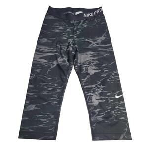 2756 Nike Pro‎ Dri Fit 3/4 Length Tights Gray/Black Size Medium